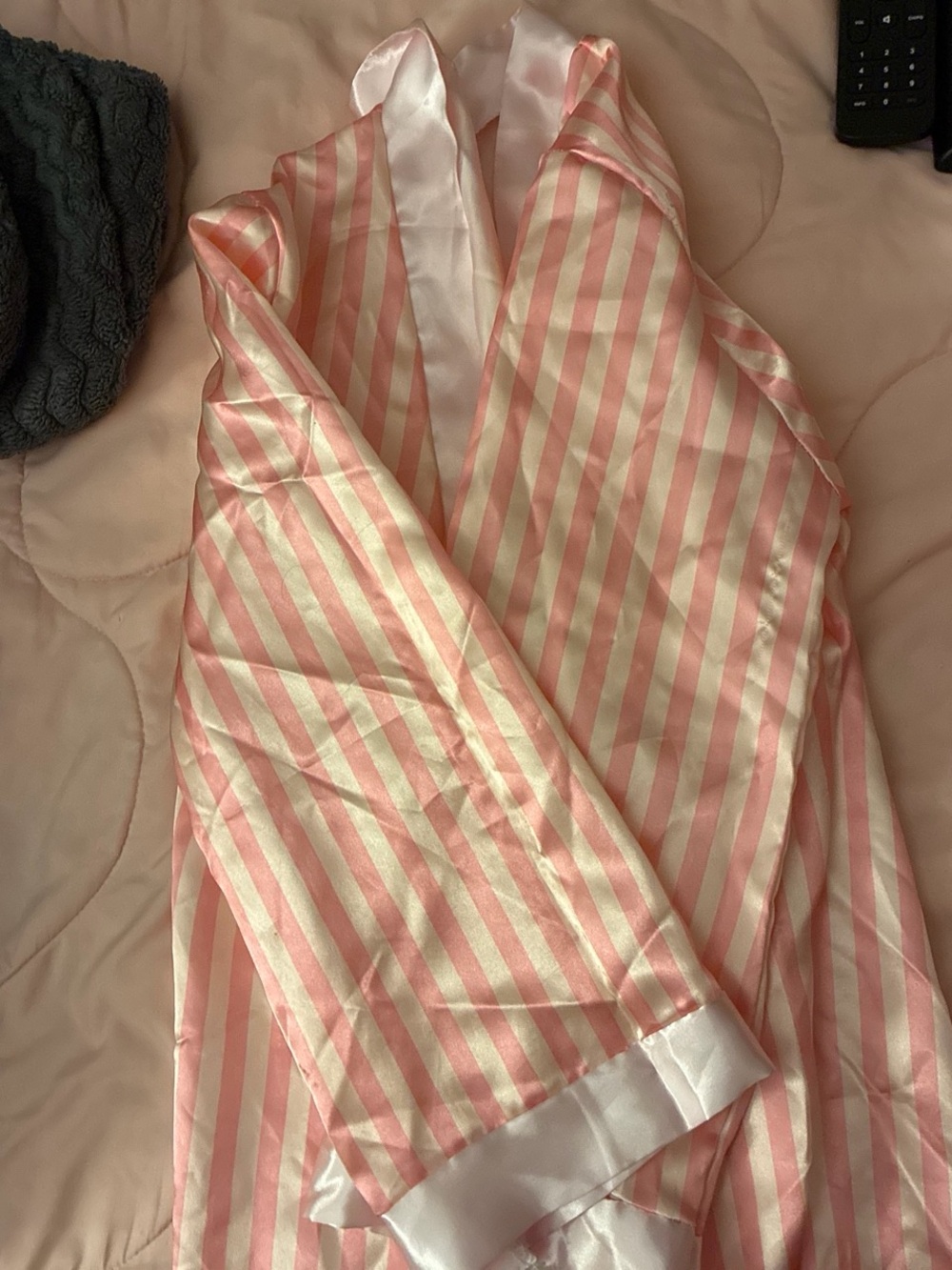 Pink & White Striped Robe - Picture 2 of 3